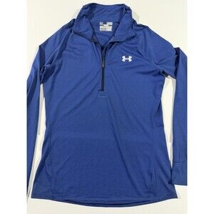 Under Armour Men's Blue Striped 1/4 Zip Long Sleeve Pullover, Size M, Mock Neck